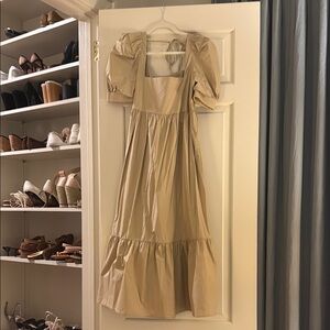 En Saison Tan Ruffled Tiered Maxi Dress
